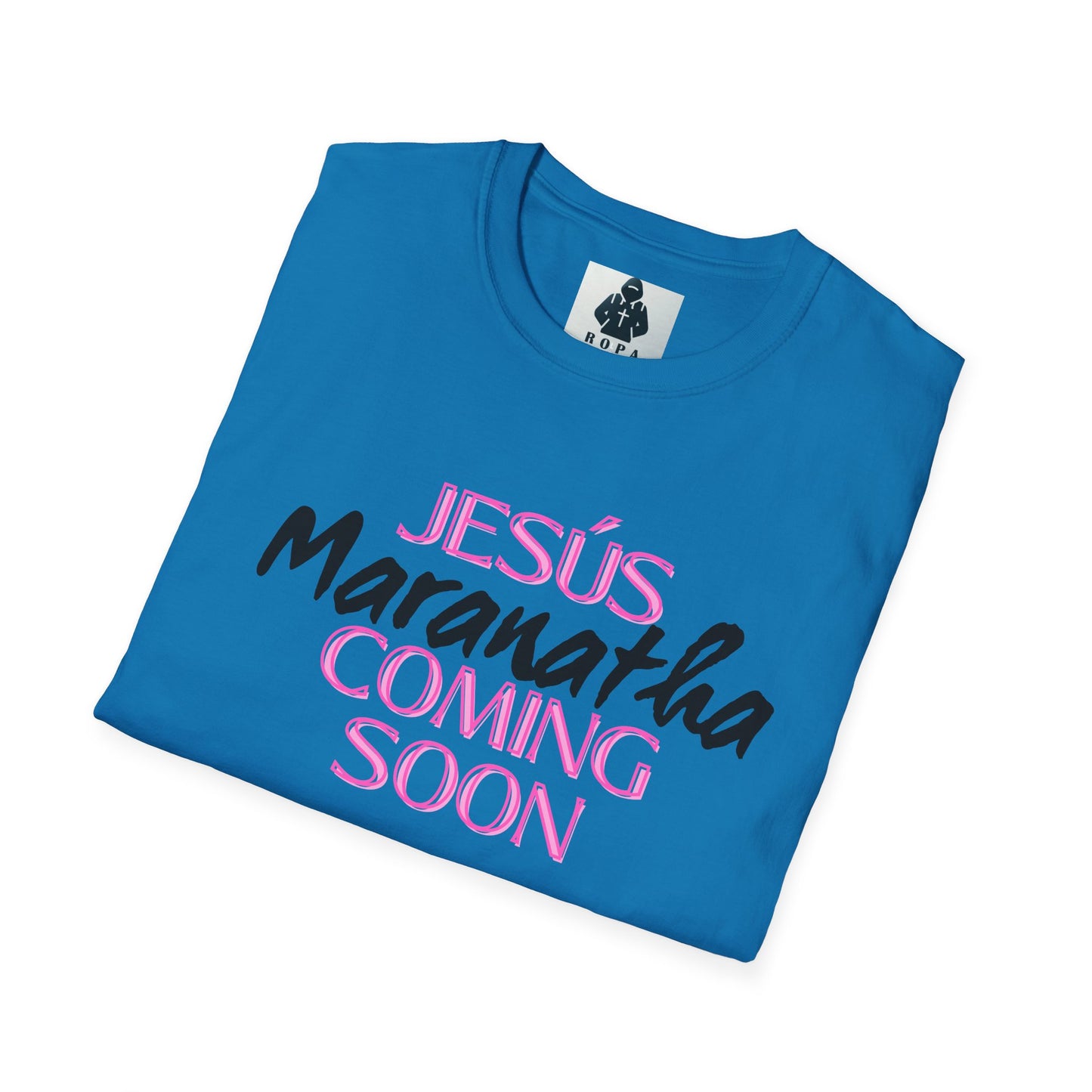 Pink lt of Unisex Softstyle T-Shirt - 'Jesús Maranatha Coming Soon' Spiritual Tee