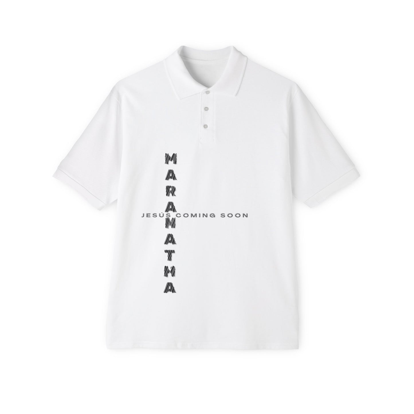 Faith-Inspired Men's Piqué Polo Shirt, Christian Apparel, Gift for Believers, Casual Outfit, Jesus Coming Soon