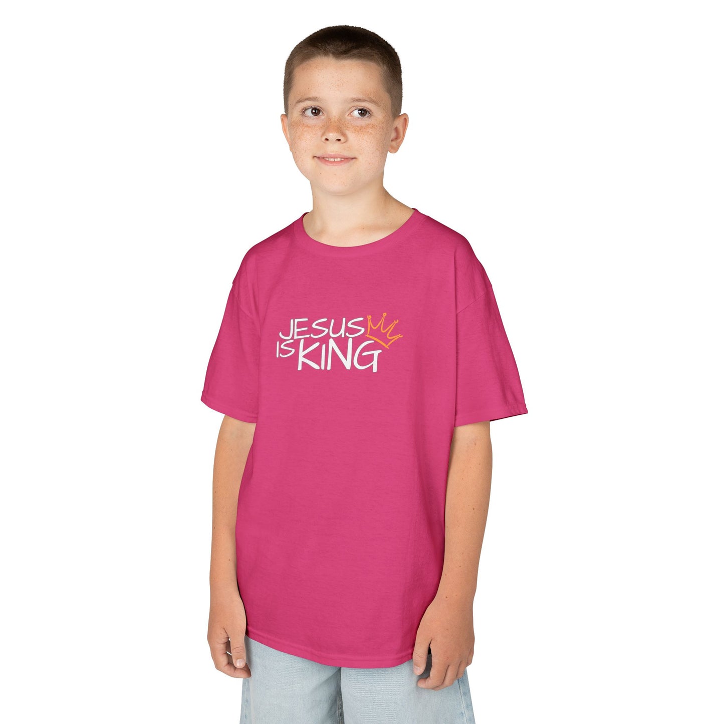 Jesus is King Kids Tee, Heavy Cotton T-Shirt, Christian Kids Apparel, Religious Gift for Children, Faith-Based Fashion