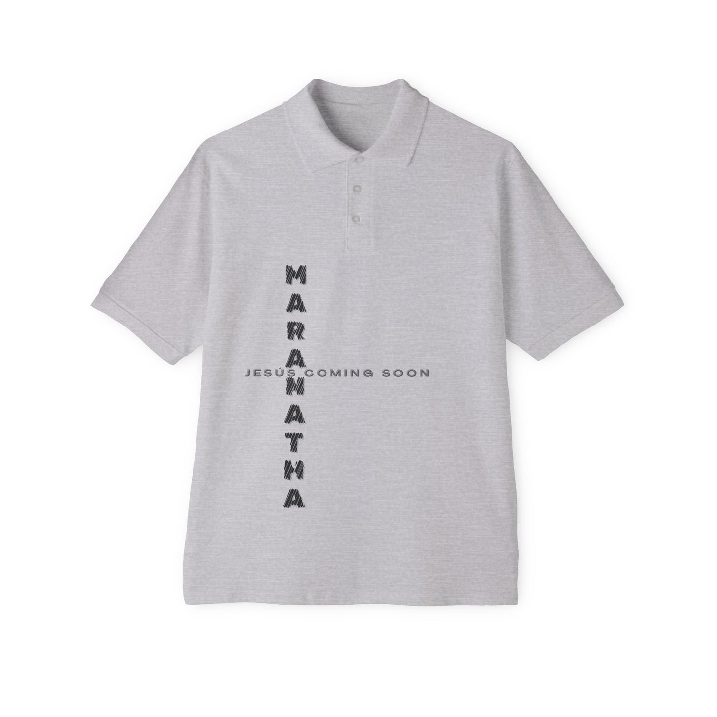 Faith-Inspired Men's Piqué Polo Shirt, Christian Apparel, Gift for Believers, Casual Outfit, Jesus Coming Soon