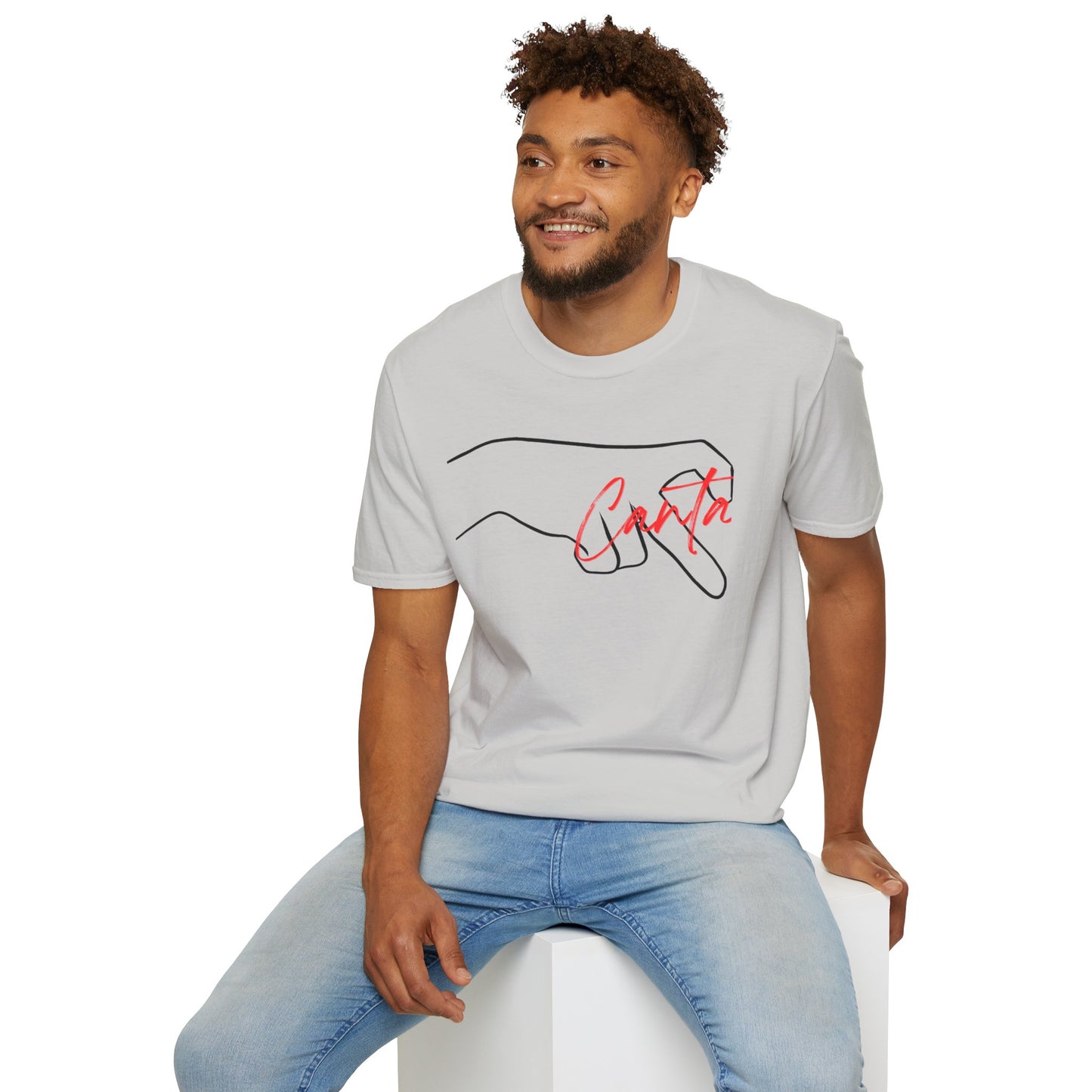 Minimalist Unisex Softstyle T-Shirt with Hand Design