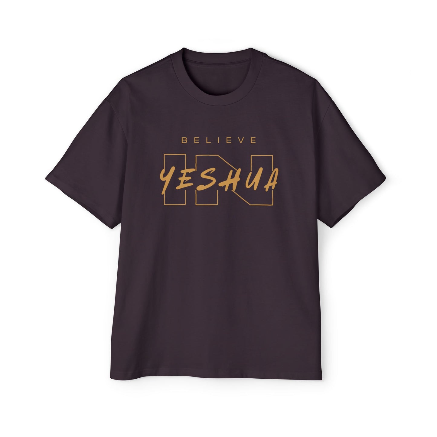 Men's Heavy Oversized Tee - Believe Yeshua Graphic Shirt