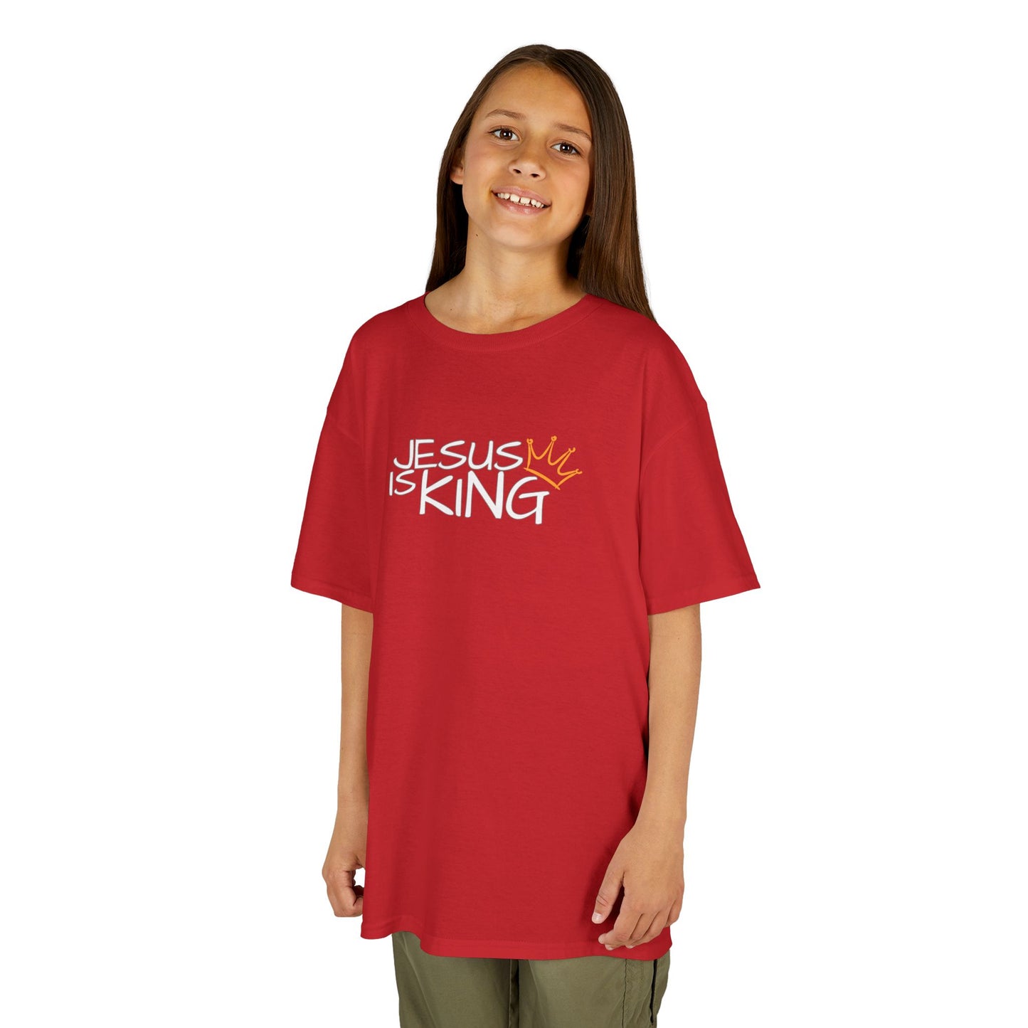 Jesus is King Kids Tee, Heavy Cotton T-Shirt, Christian Kids Apparel, Religious Gift for Children, Faith-Based Fashion