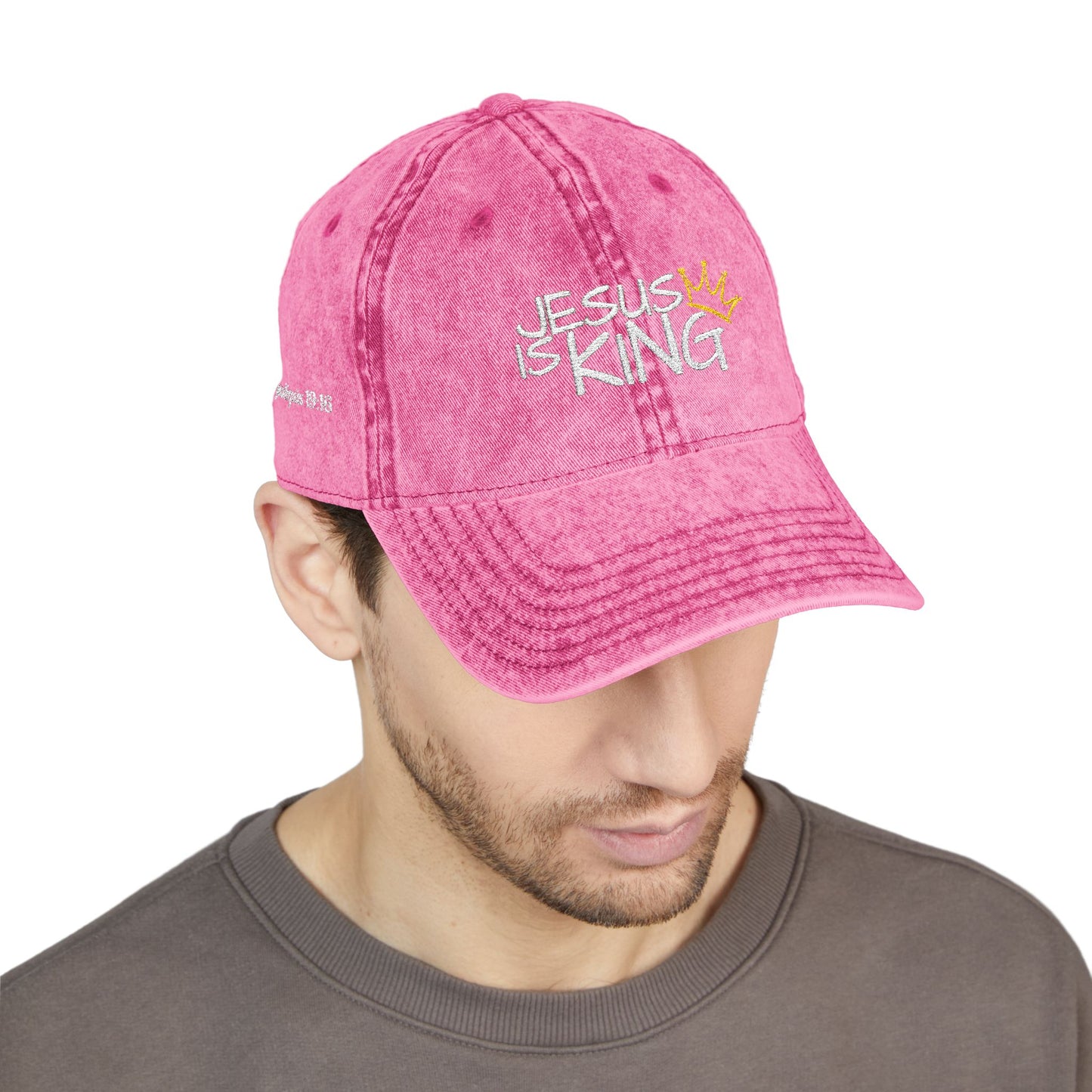 Vintage Embroidered Cap - Jesus is King, Christian Hat, Faith Merchandise, Religious Gift, Casual Wear, Inspirational Accessory
