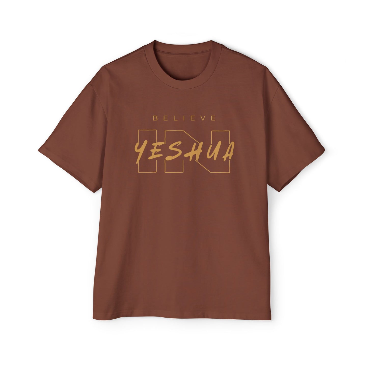 Men's Heavy Oversized Tee - Believe Yeshua Graphic Shirt