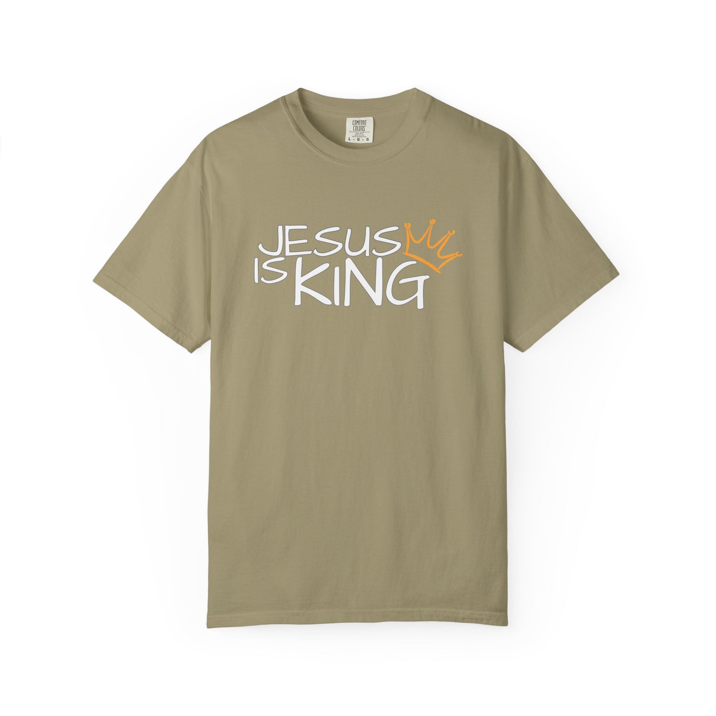 Unisex Garment-Dyed T-Shirt with 'Jesus is King' Print, Faith-Based Apparel, Christian Gift, Casual Wear, Church Event, Spiritual Expression