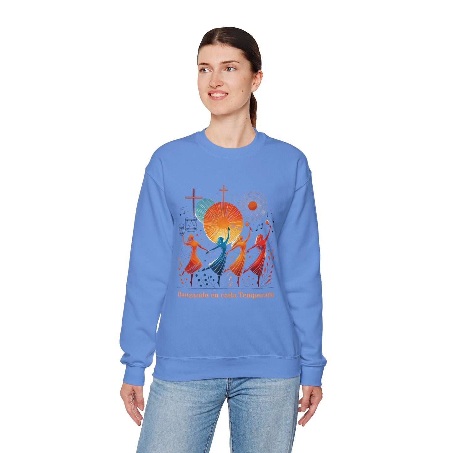 Danzando en cada Temporada Sweatshirt | Unisex Heavy Blend Crewneck with Colorful Dance Design