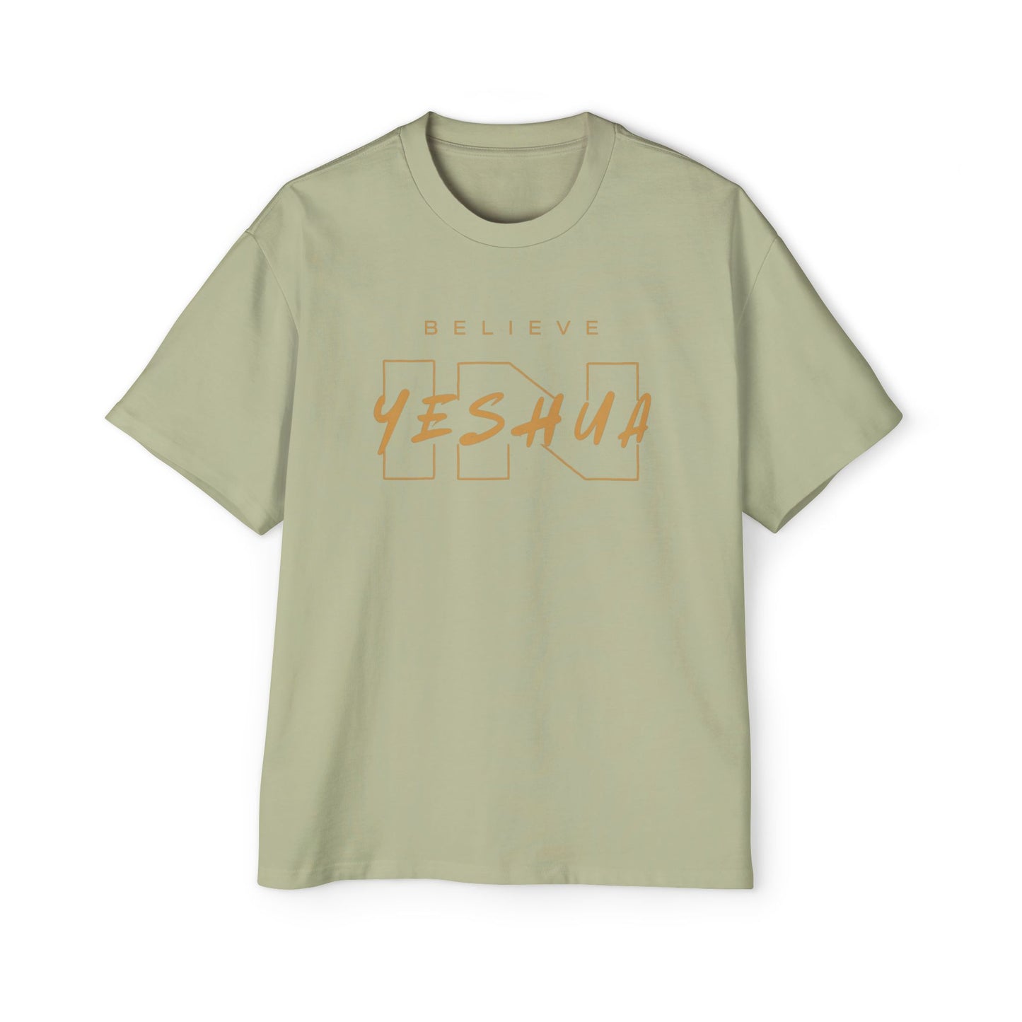 Men's Heavy Oversized Tee - Believe Yeshua Graphic Shirt