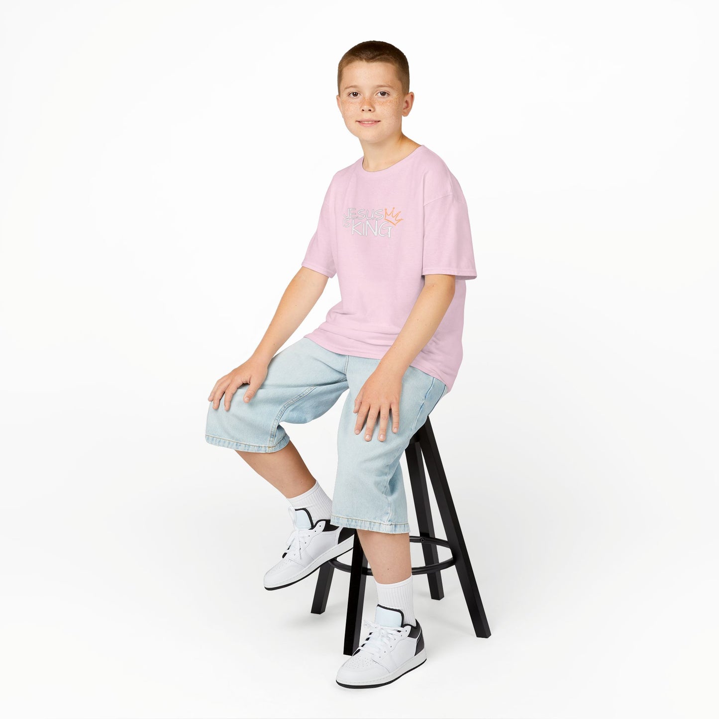 Jesus is King Kids Tee, Heavy Cotton T-Shirt, Christian Kids Apparel, Religious Gift for Children, Faith-Based Fashion