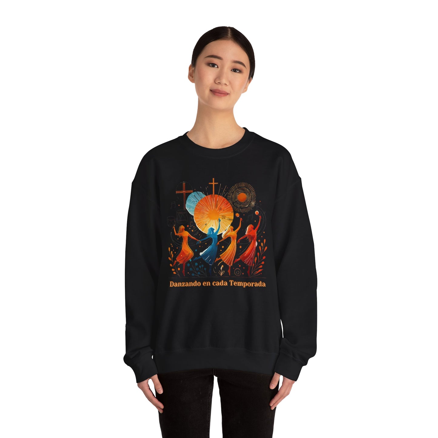 Danzando en cada Temporada Sweatshirt | Unisex Heavy Blend Crewneck with Colorful Dance Design