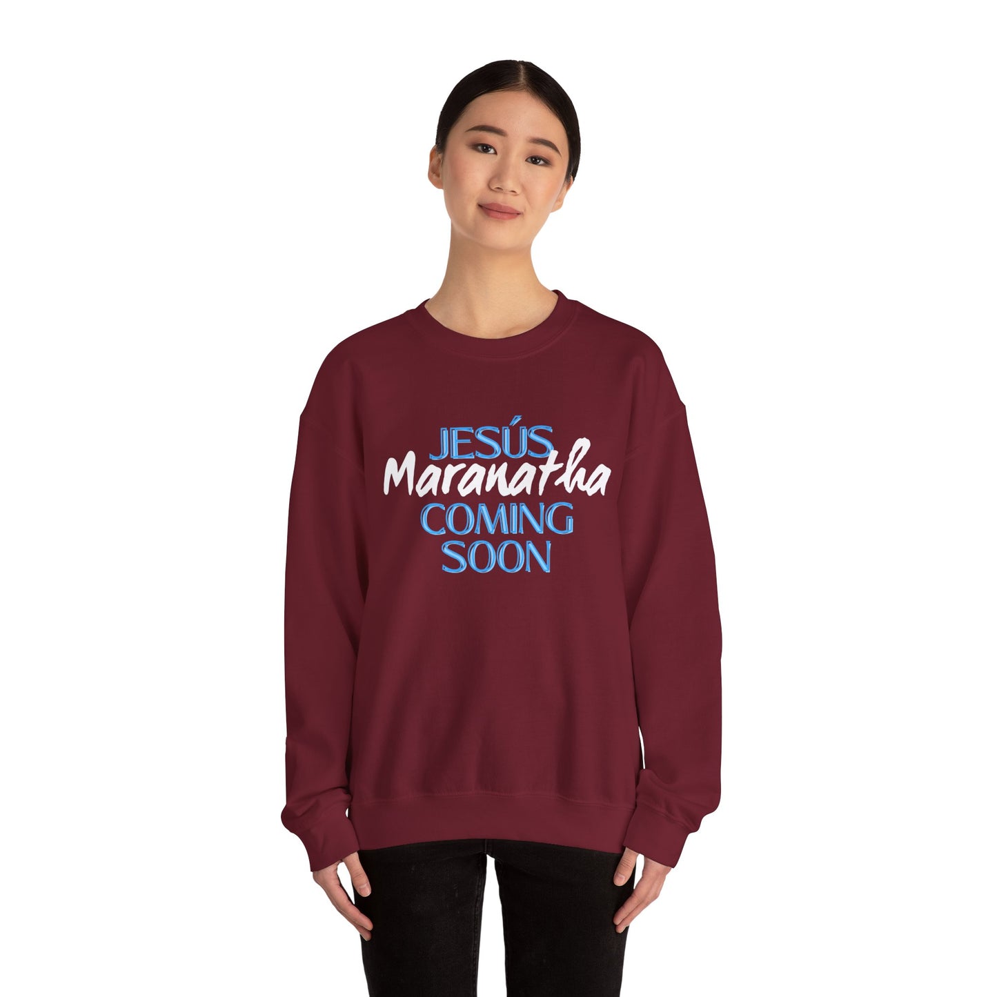 Unisex Heavy Blend™ Crewneck Sweatshirt - "JESÚS Maranatha COMING SOON" - Faith-Based Christian Apparel