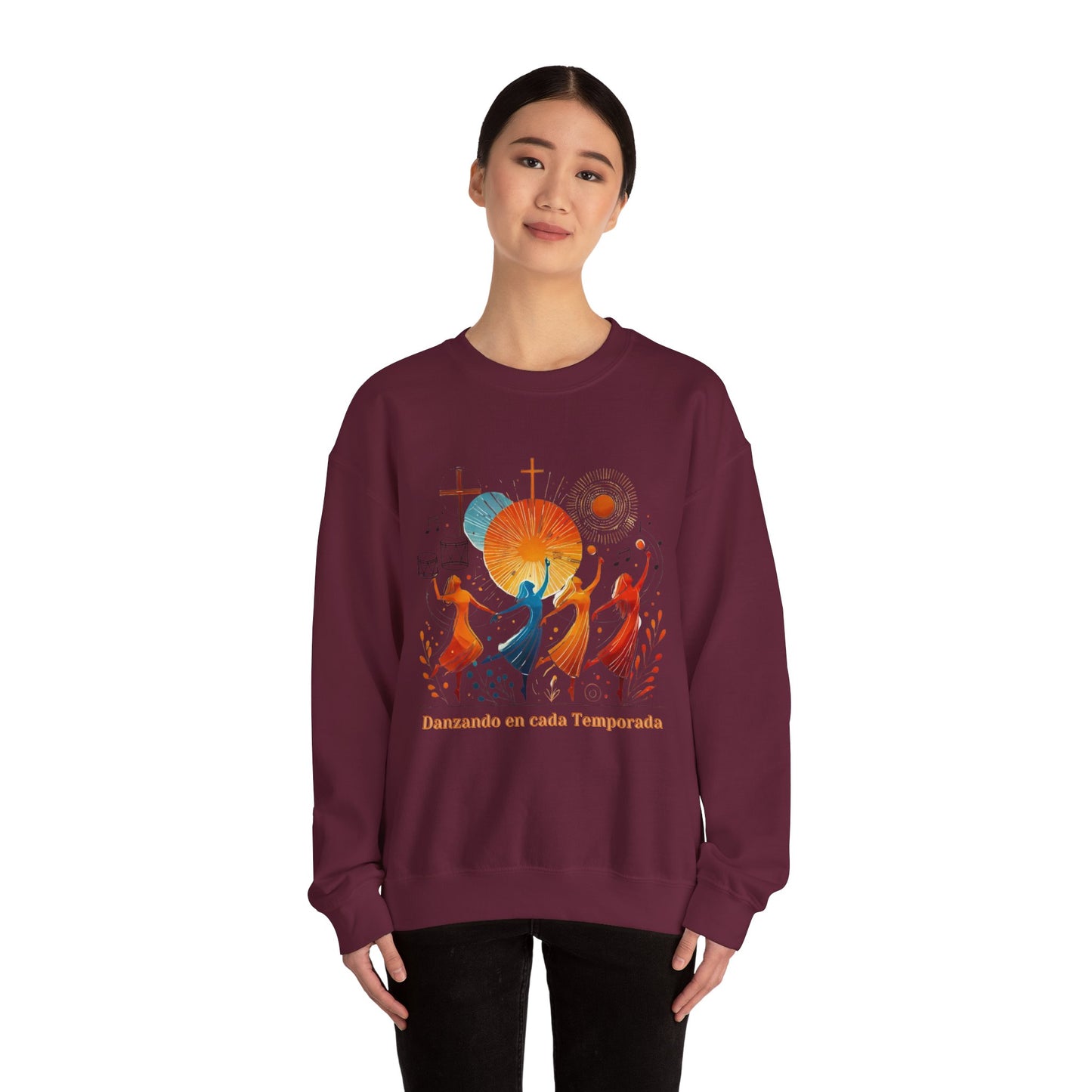 Danzando en cada Temporada Sweatshirt | Unisex Heavy Blend Crewneck with Colorful Dance Design