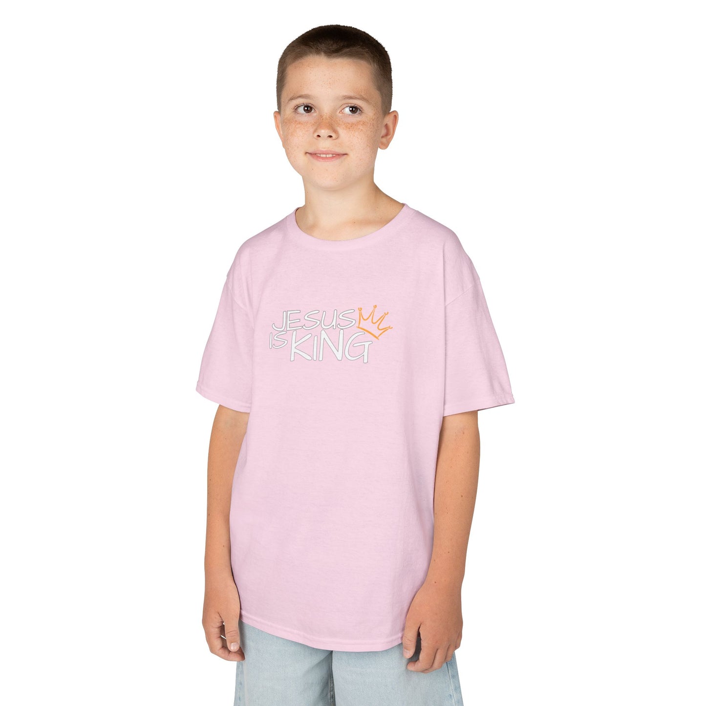 Jesus is King Kids Tee, Heavy Cotton T-Shirt, Christian Kids Apparel, Religious Gift for Children, Faith-Based Fashion