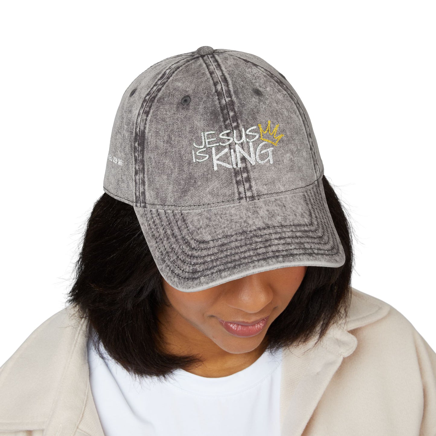 Vintage Embroidered Cap - Jesus is King, Christian Hat, Faith Merchandise, Religious Gift, Casual Wear, Inspirational Accessory