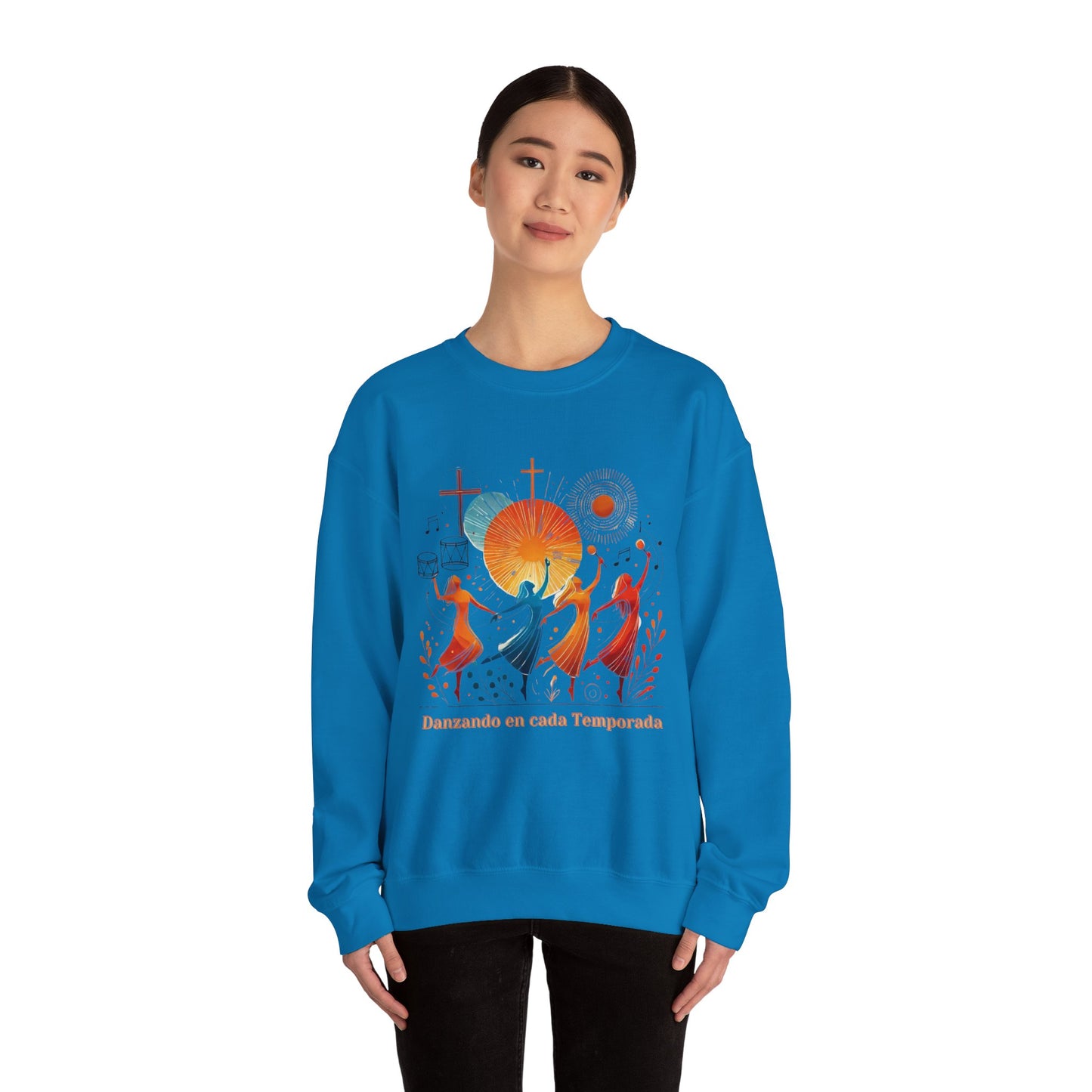Danzando en cada Temporada Sweatshirt | Unisex Heavy Blend Crewneck with Colorful Dance Design