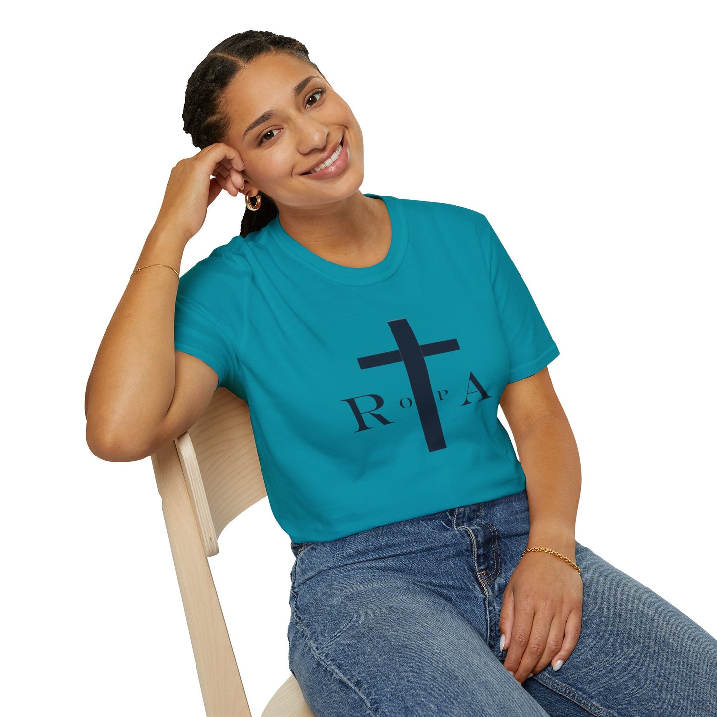 Unisex Softstyle T-Shirt with Cross Design - Faith-Inspired Apparel