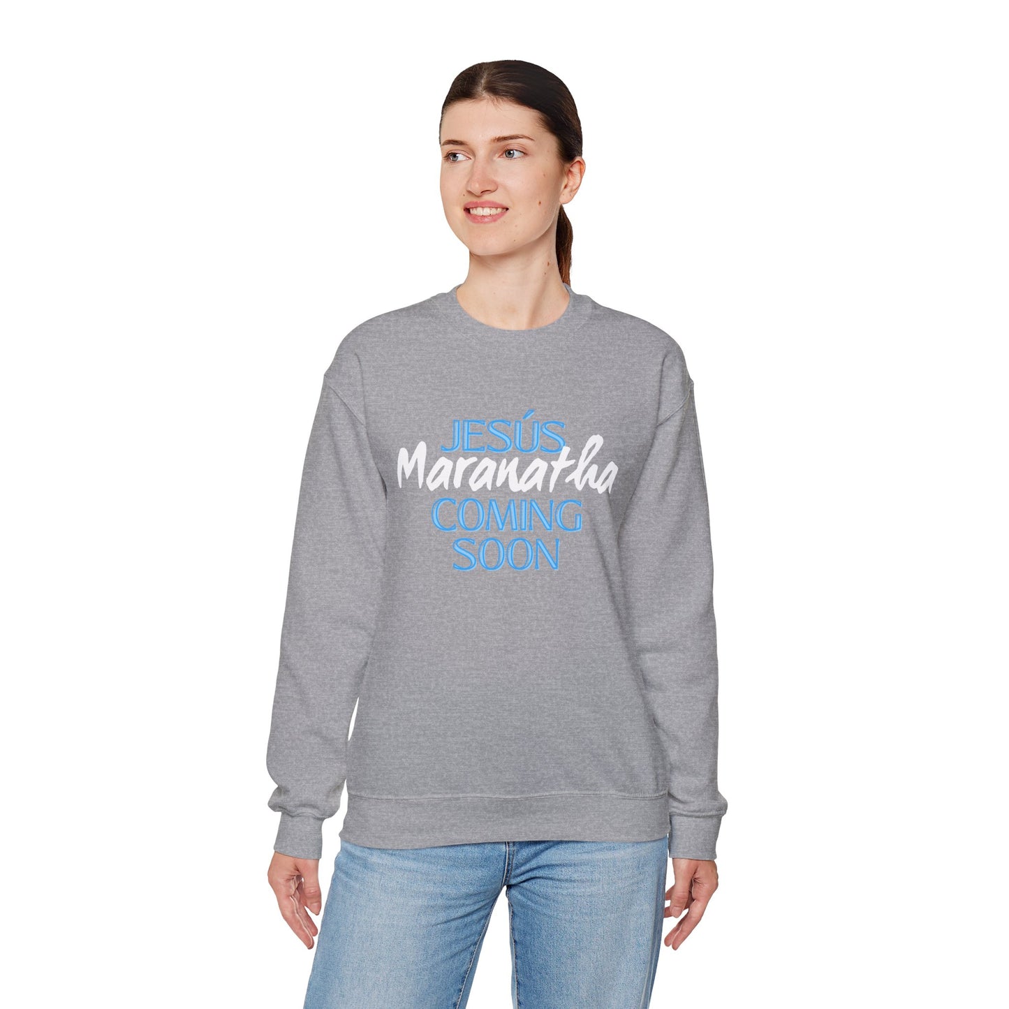 Unisex Heavy Blend™ Crewneck Sweatshirt - "JESÚS Maranatha COMING SOON" - Faith-Based Christian Apparel