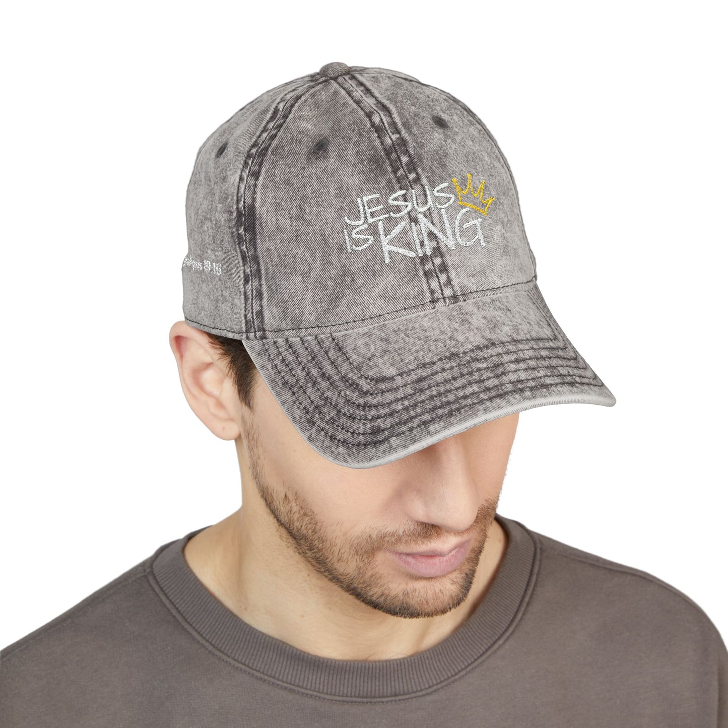 Vintage Embroidered Cap - Jesus is King, Christian Hat, Faith Merchandise, Religious Gift, Casual Wear, Inspirational Accessory