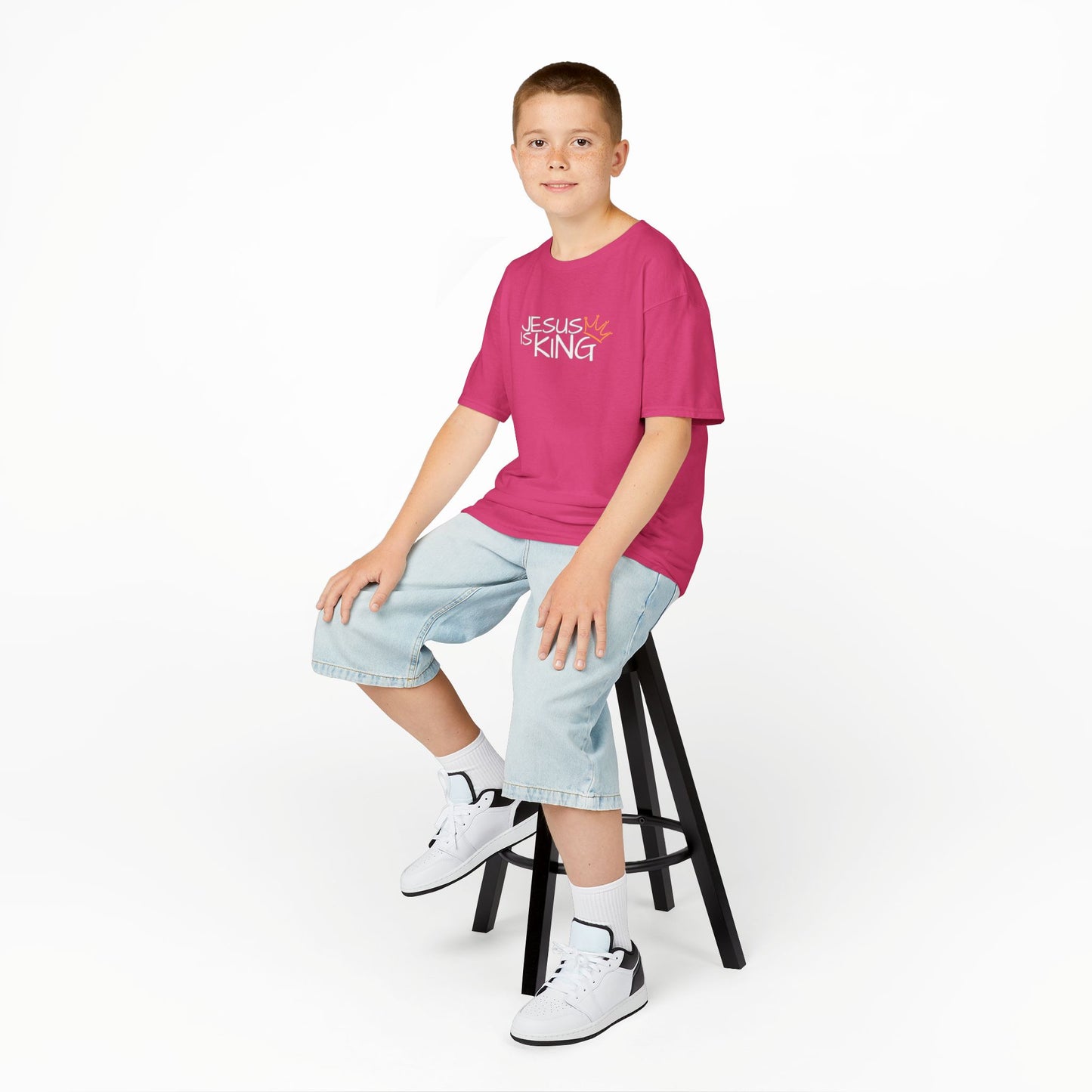 Jesus is King Kids Tee, Heavy Cotton T-Shirt, Christian Kids Apparel, Religious Gift for Children, Faith-Based Fashion