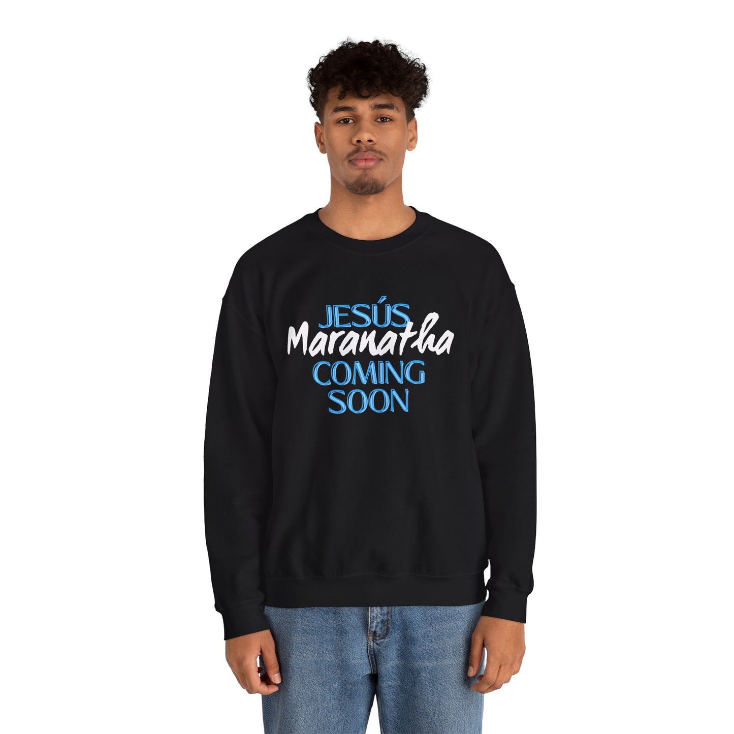 Unisex Heavy Blend™ Crewneck Sweatshirt - "JESÚS Maranatha COMING SOON" - Faith-Based Christian Apparel