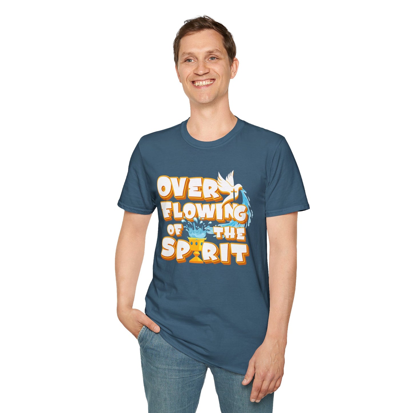 Overflowing of the Spirit Unisex Softstyle T-Shirt - Inspirational Graphic Tee for Everyday Wear