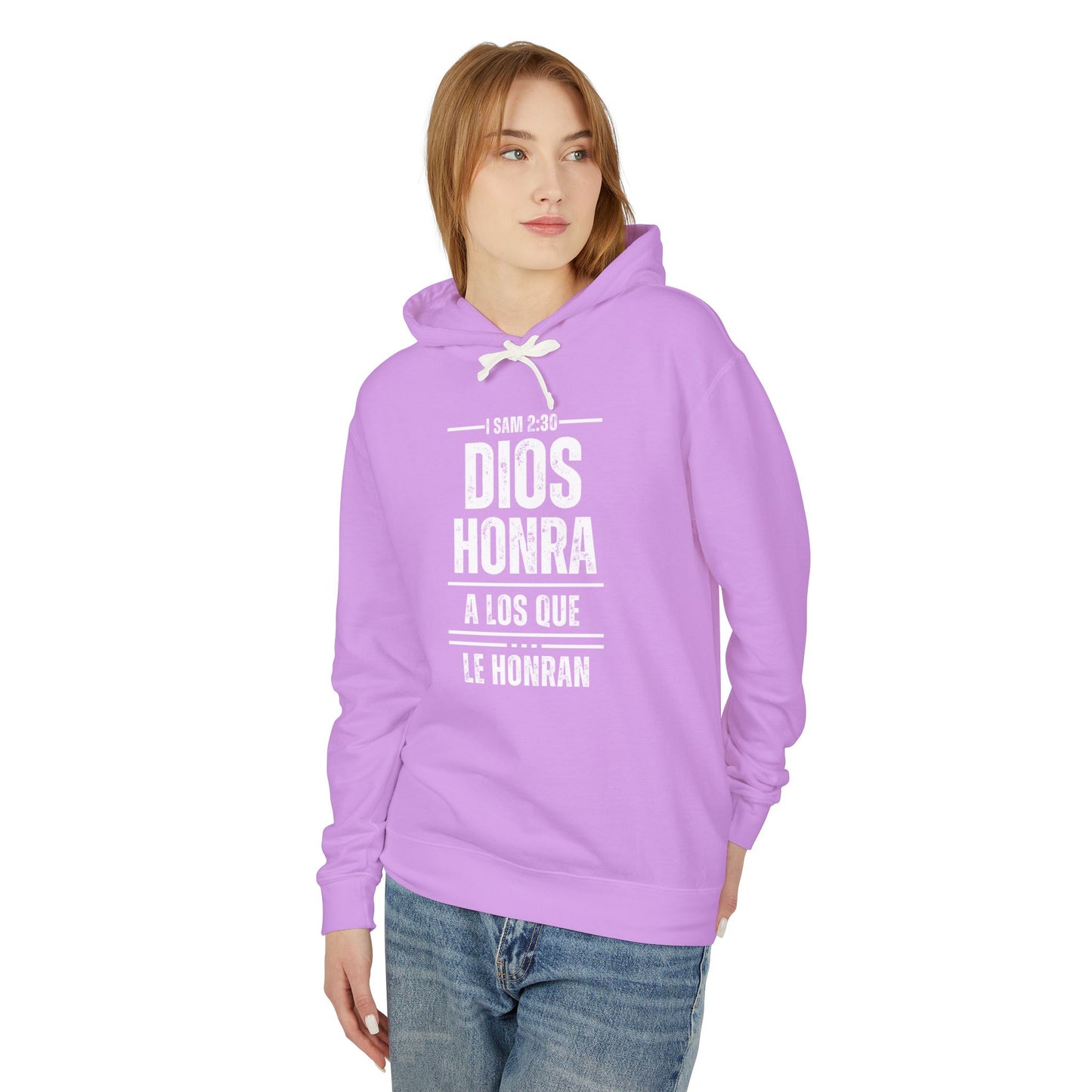 Unisex Lightweight Hooded Sweatshirt - Inspirational Bible Verse "Dios Honra a Los Que Le Honran"