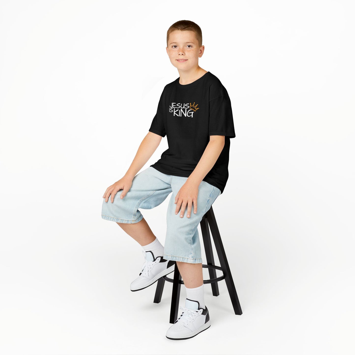 Jesus is King Kids Tee, Heavy Cotton T-Shirt, Christian Kids Apparel, Religious Gift for Children, Faith-Based Fashion