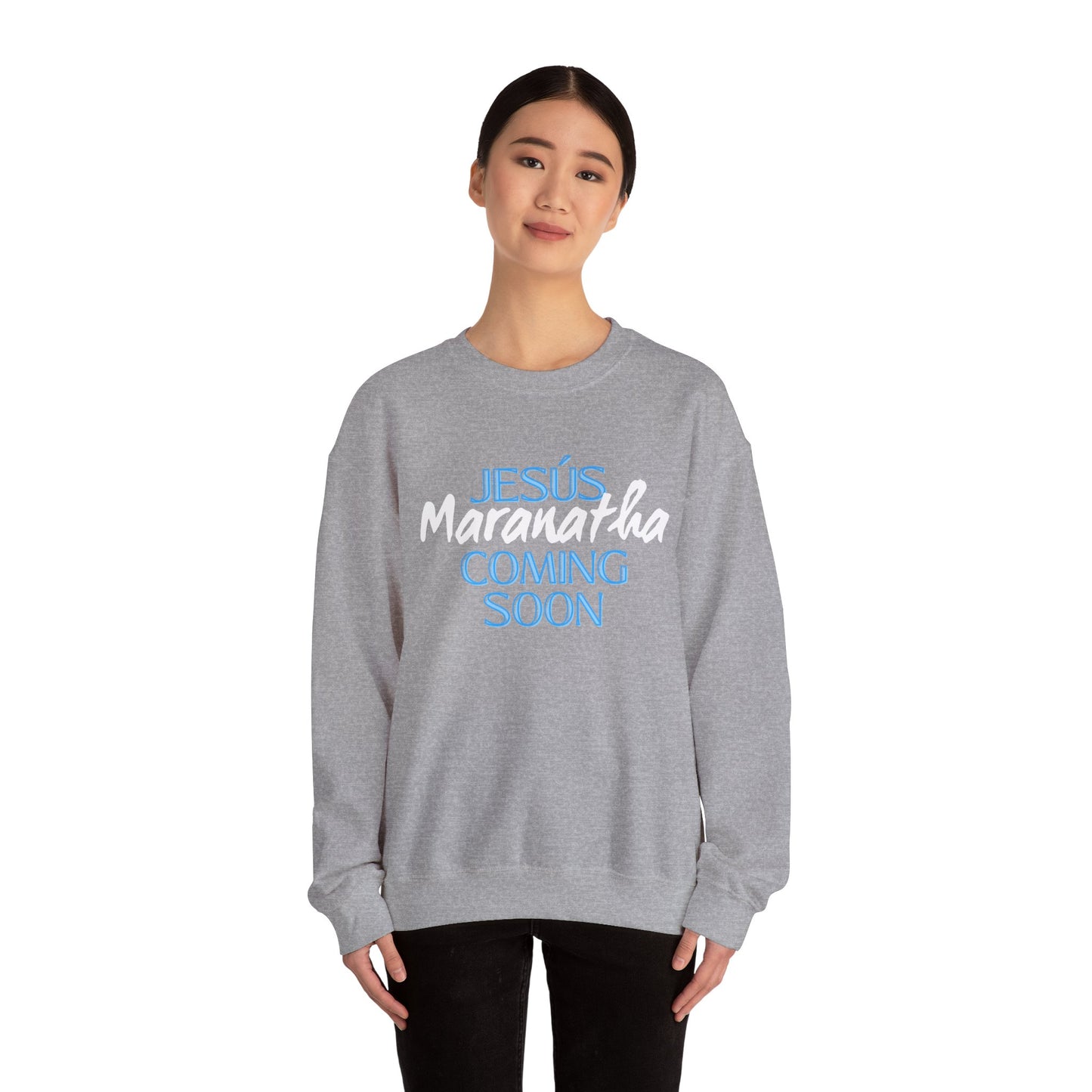 Unisex Heavy Blend™ Crewneck Sweatshirt - "JESÚS Maranatha COMING SOON" - Faith-Based Christian Apparel
