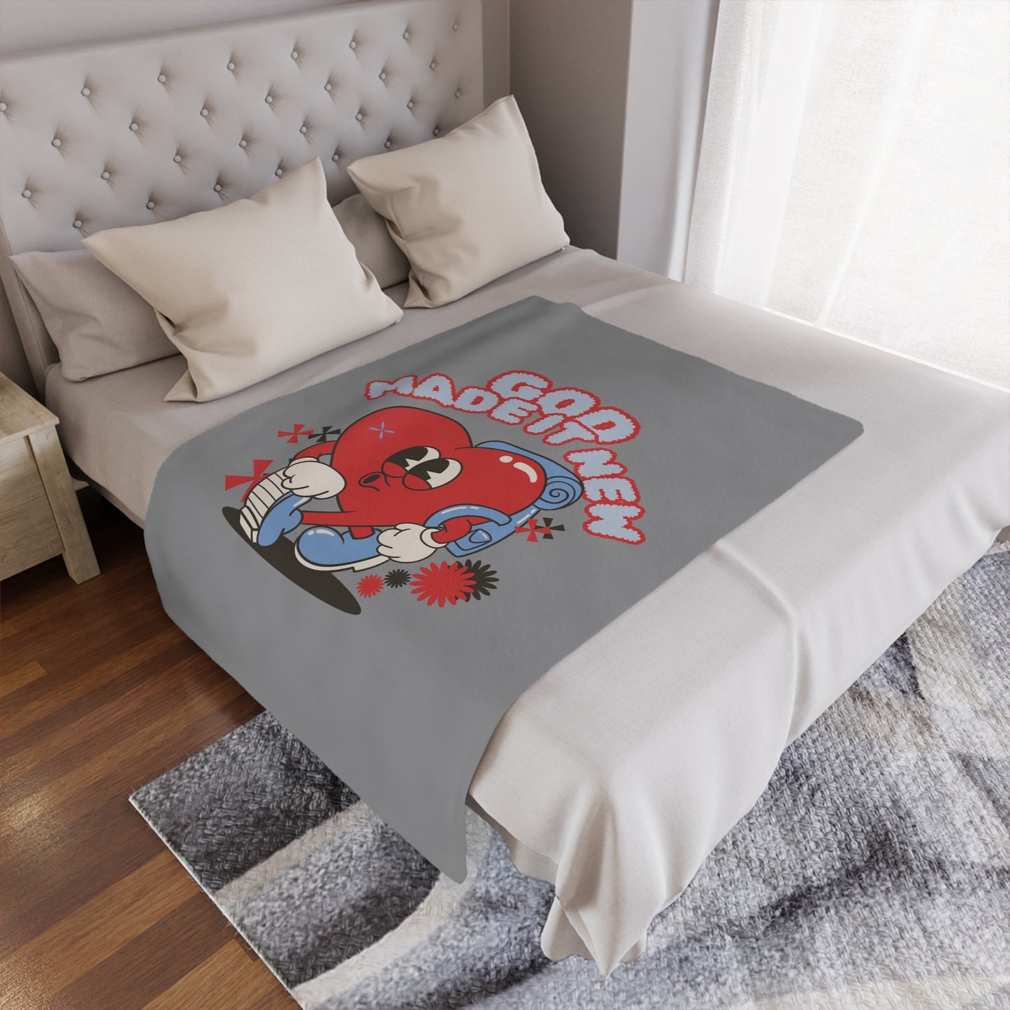 God Made It New Microfiber Blanket - Cozy Heart Design for Comfort and Inspiration