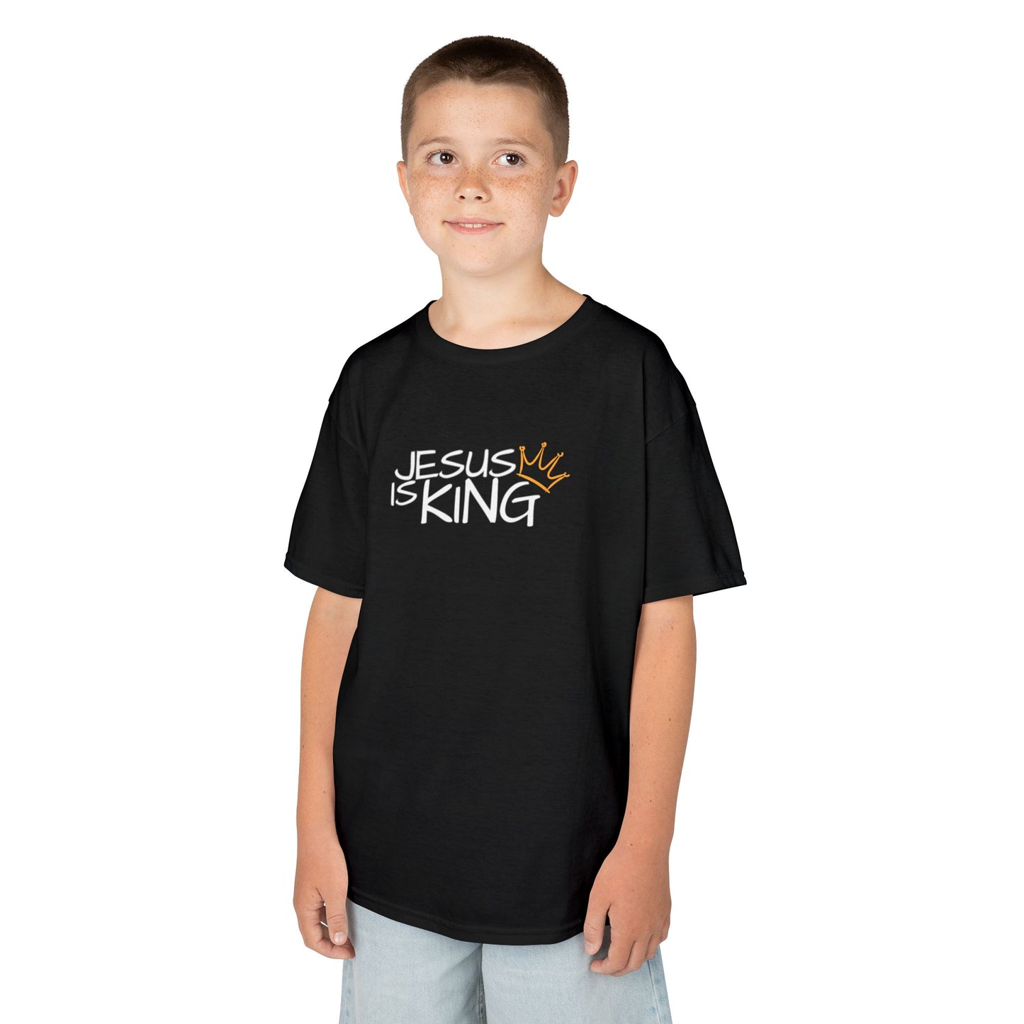Jesus is King Kids Tee, Heavy Cotton T-Shirt, Christian Kids Apparel, Religious Gift for Children, Faith-Based Fashion
