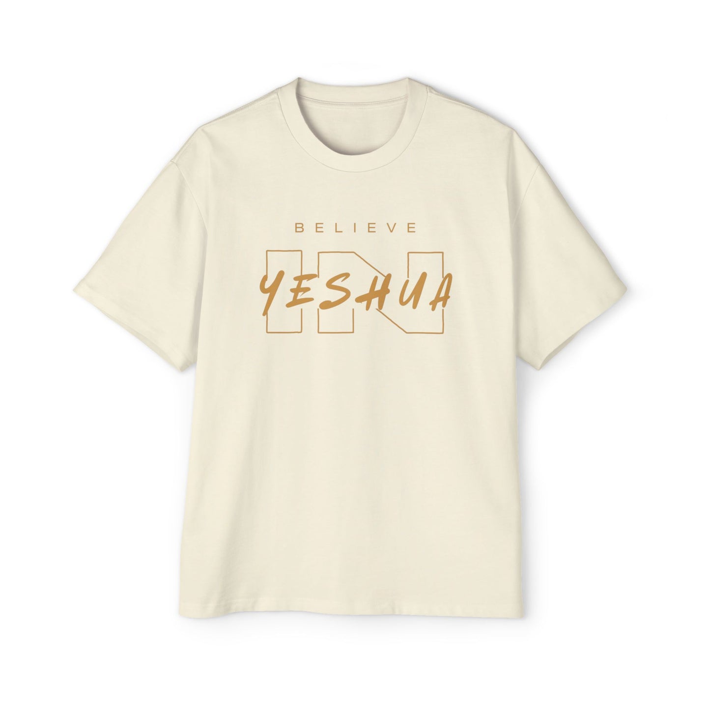 Men's Heavy Oversized Tee - Believe Yeshua Graphic Shirt