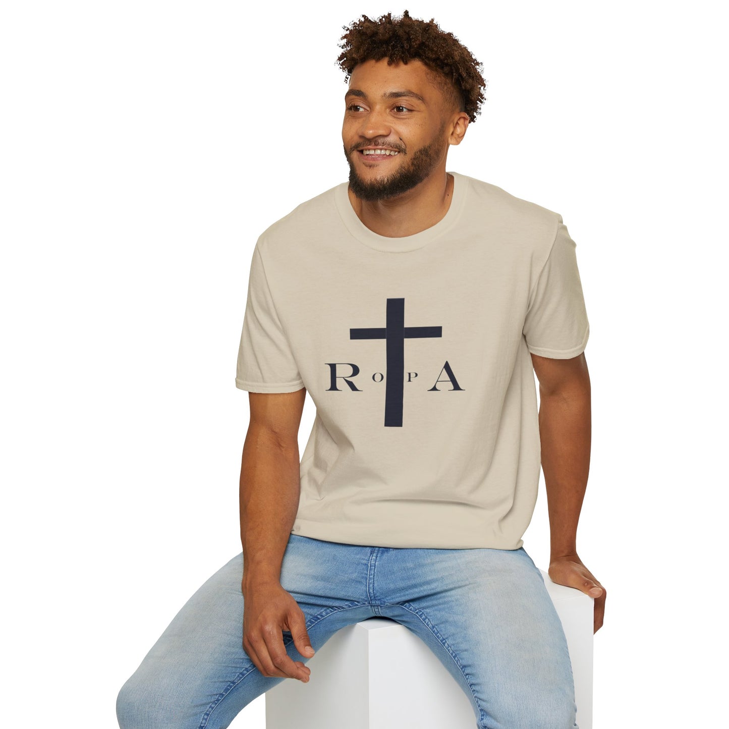 Unisex Softstyle T-Shirt with Cross Design - Faith-Inspired Apparel