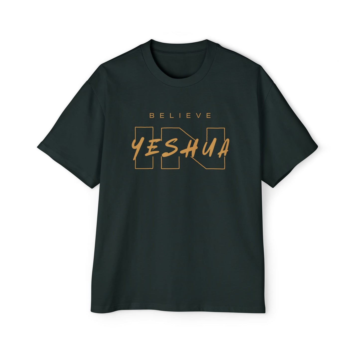 Men's Heavy Oversized Tee - Believe Yeshua Graphic Shirt