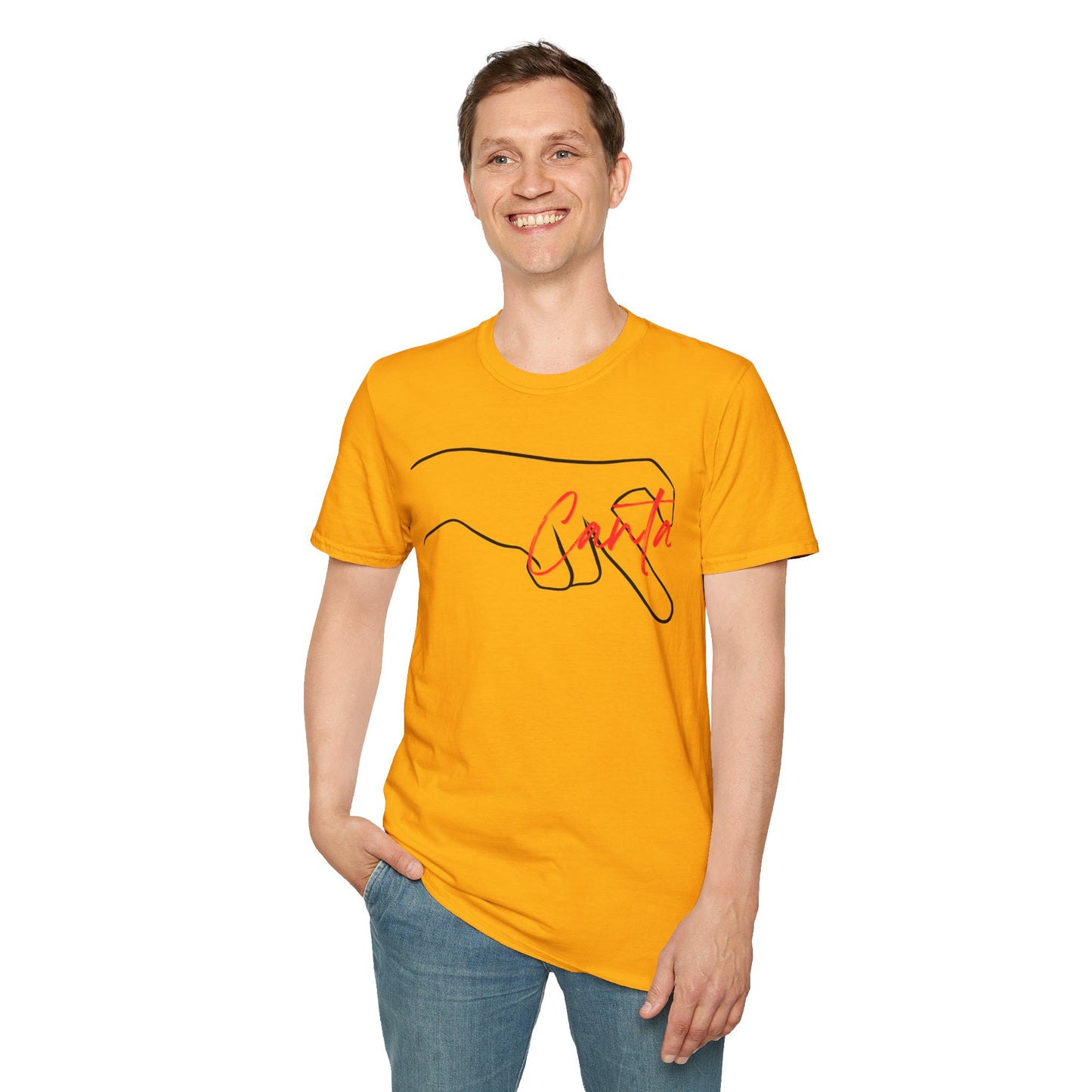 Minimalist Unisex Softstyle T-Shirt with Hand Design