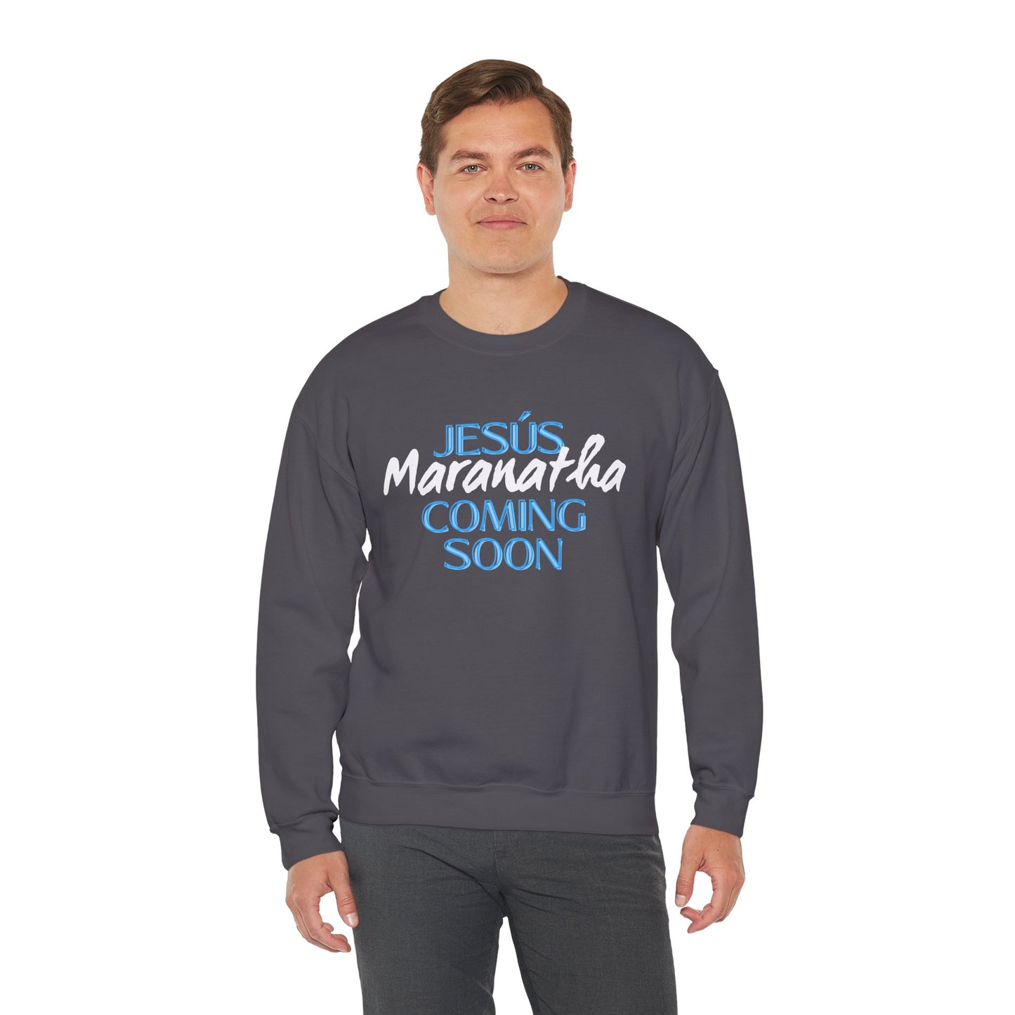Unisex Heavy Blend™ Crewneck Sweatshirt - "JESÚS Maranatha COMING SOON" - Faith-Based Christian Apparel