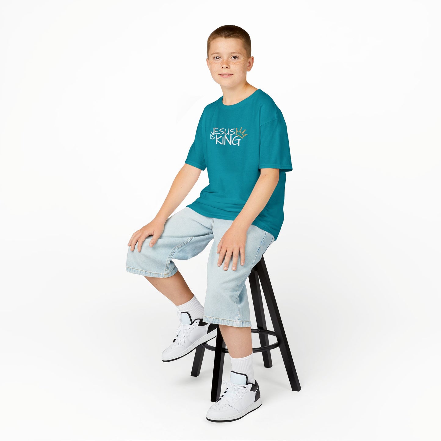 Jesus is King Kids Tee, Heavy Cotton T-Shirt, Christian Kids Apparel, Religious Gift for Children, Faith-Based Fashion