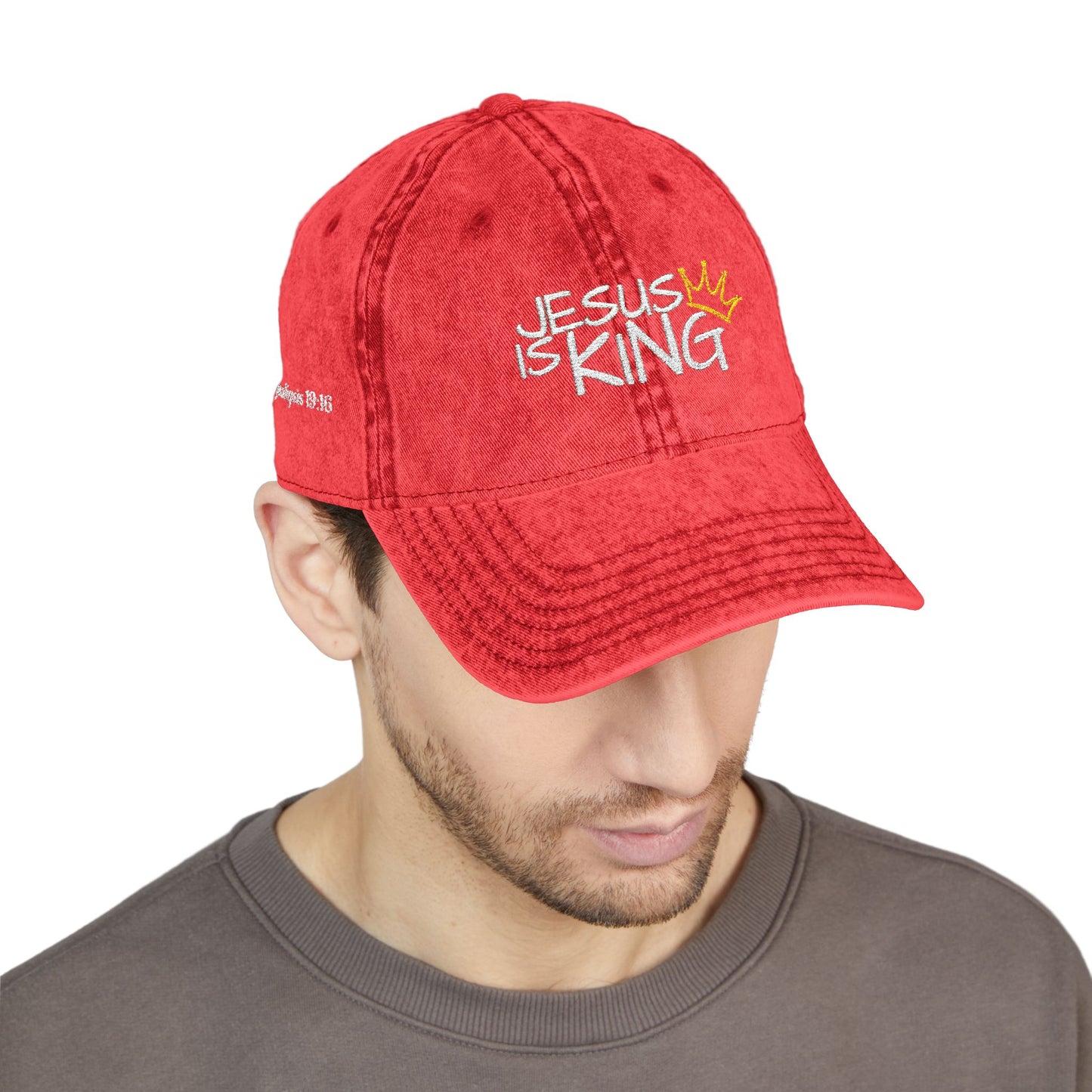 Vintage Embroidered Cap - Jesus is King, Christian Hat, Faith Merchandise, Religious Gift, Casual Wear, Inspirational Accessory