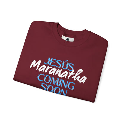 Unisex Heavy Blend™ Crewneck Sweatshirt - "JESÚS Maranatha COMING SOON" - Faith-Based Christian Apparel