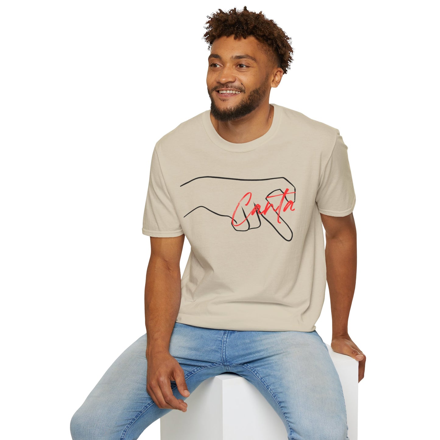 Minimalist Unisex Softstyle T-Shirt with Hand Design