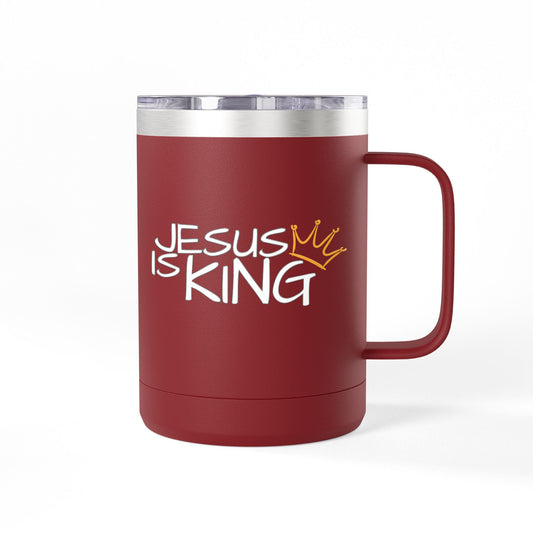 Inspirational Jesus Is King Coffee Mug Tumbler | 15oz, Faith Gift, Christian Cup, Religious Drinkware, Unique Keepsake