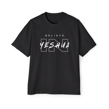 Men's Heavy Oversized Tee - Believe Yeshua Graphic Shirt