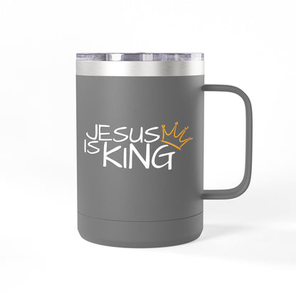 Inspirational Jesus Is King Coffee Mug Tumbler | 15oz, Faith Gift, Christian Cup, Religious Drinkware, Unique Keepsake