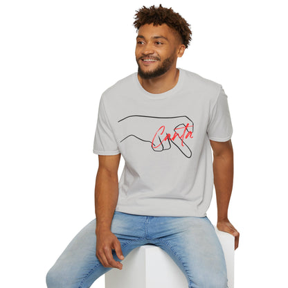 Minimalist Unisex Softstyle T-Shirt with Hand Design