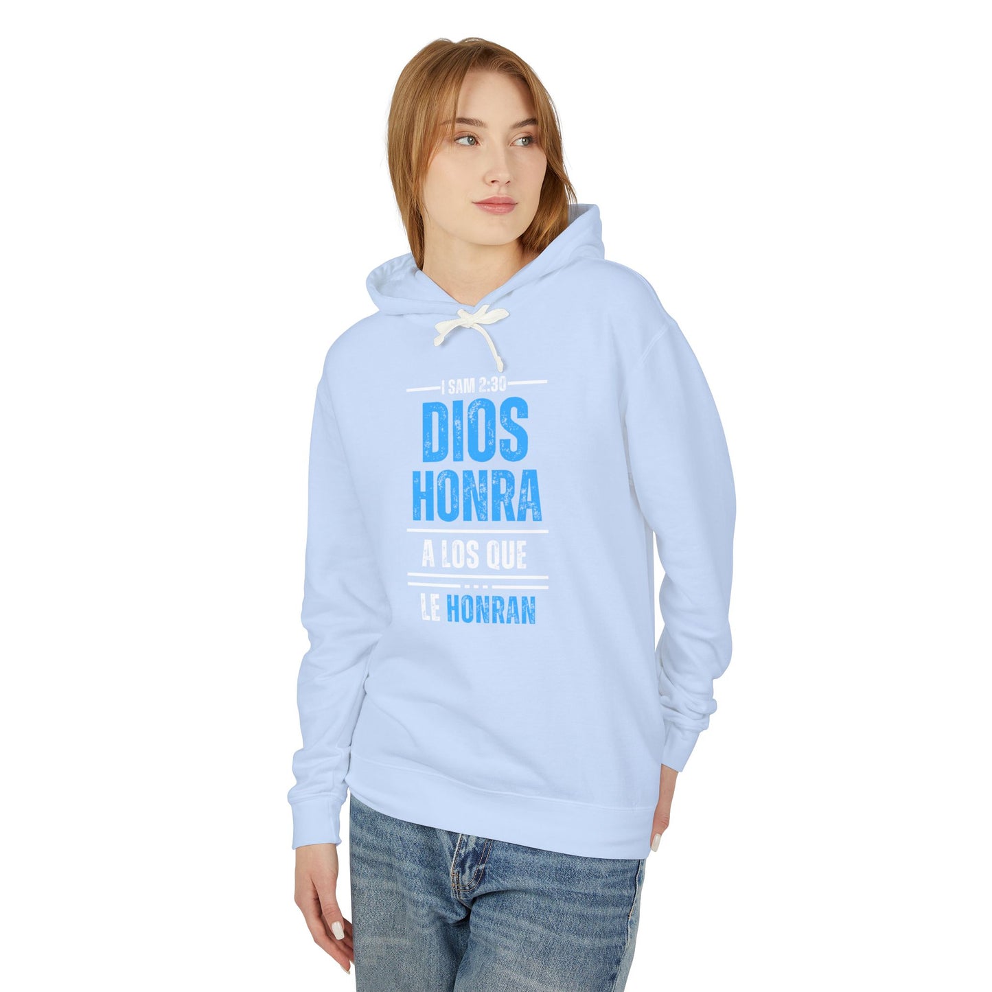 Unisex Lightweight Hooded Sweatshirt - Inspirational Bible Verse "Dios Honra a Los Que Le Honran"