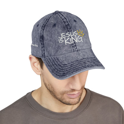 Vintage Embroidered Cap - Jesus is King, Christian Hat, Faith Merchandise, Religious Gift, Casual Wear, Inspirational Accessory
