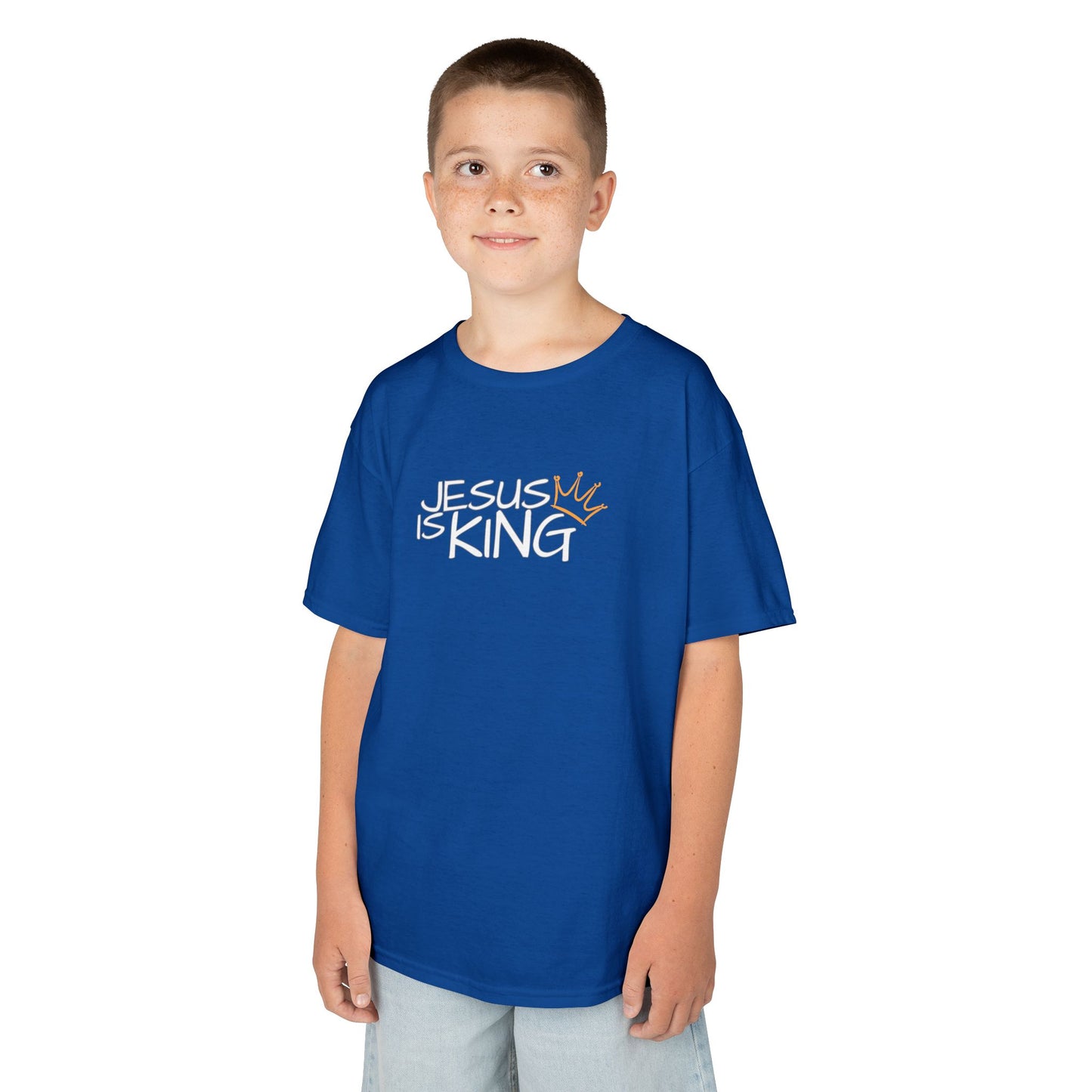 Jesus is King Kids Tee, Heavy Cotton T-Shirt, Christian Kids Apparel, Religious Gift for Children, Faith-Based Fashion