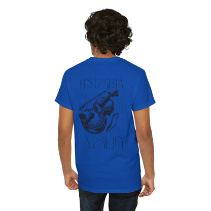 (Ropa Ft Hector David) Vintage Violin Graphic Tee, Unisex Cotton T-Shirt, Retro Violin Art, Perfect for Musicians, Music Lover Gift,