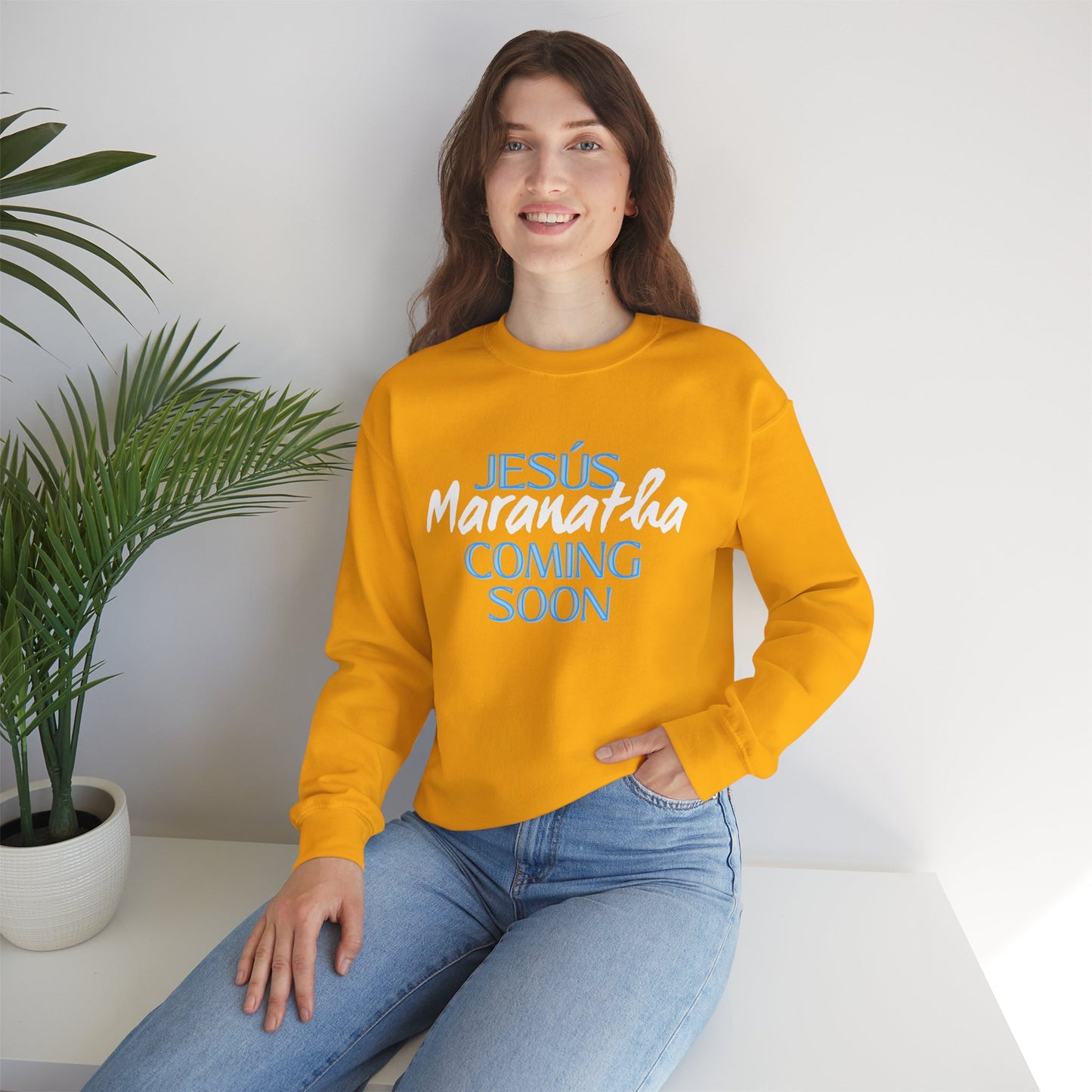 Unisex Heavy Blend™ Crewneck Sweatshirt - "JESÚS Maranatha COMING SOON" - Faith-Based Christian Apparel