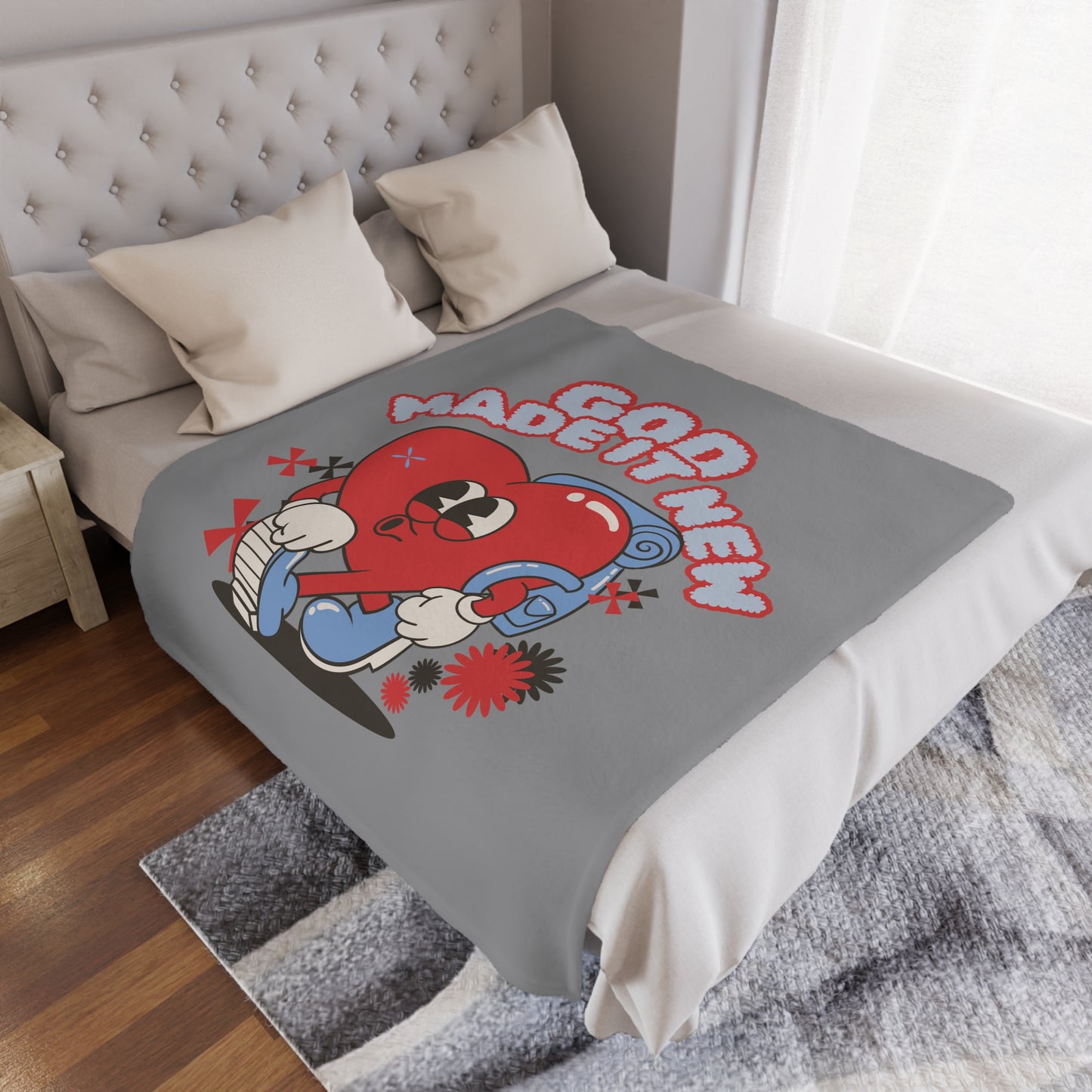God Made It New Microfiber Blanket - Cozy Heart Design for Comfort and Inspiration