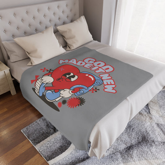 God Made It New Microfiber Blanket - Cozy Heart Design for Comfort and Inspiration